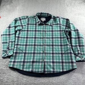 Orvis Jacket Mens 2x Flannel Blue Snap Closure Fleece Lined Shacket Utility Gorp